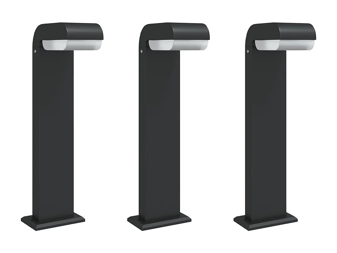 Buitenlampen staand 3 st 50 cm gegoten aluminium zwart BE748808