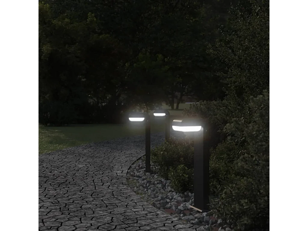 Buitenlampen staand 3 st 50 cm gegoten aluminium zwart BE748808