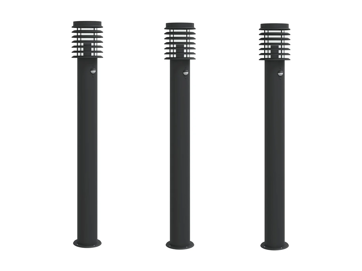 Lampadaires d'extérieur et capteurs 3 pcs noir acier inoxydable FR460105