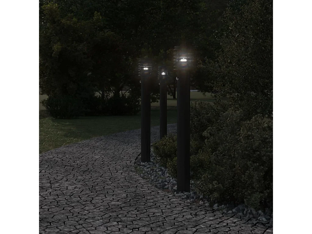 Lampadaires d'extérieur et capteurs 3 pcs noir acier inoxydable FR460105