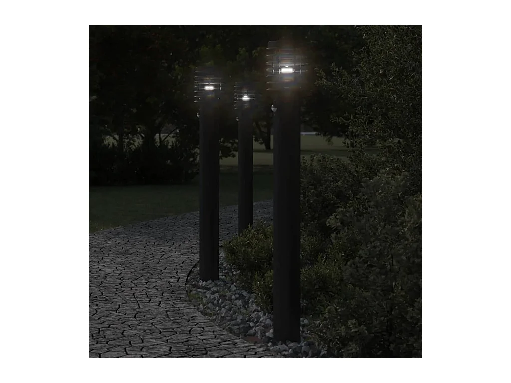 Lampadaires d'extérieur et capteurs 3 pcs noir acier inoxydable FR460105