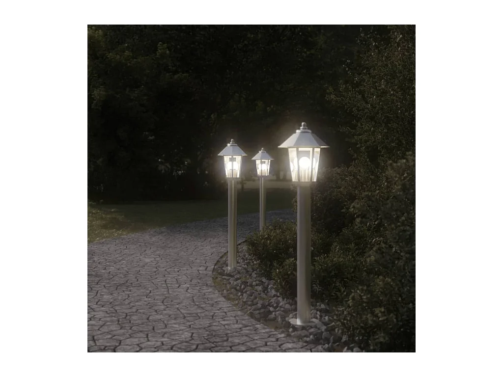 Lampadaire d'extérieur argenté 80 cm acier inoxydable FR122105