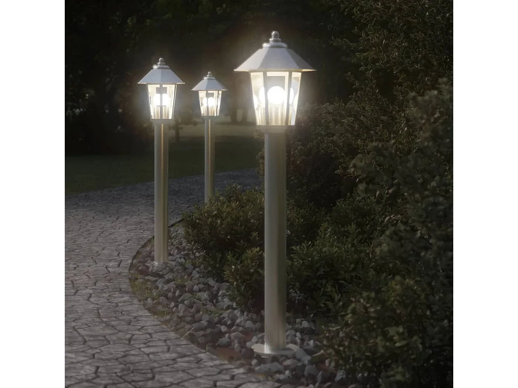 Lampadaire d'extérieur argenté 80 cm acier inoxydable FR122105