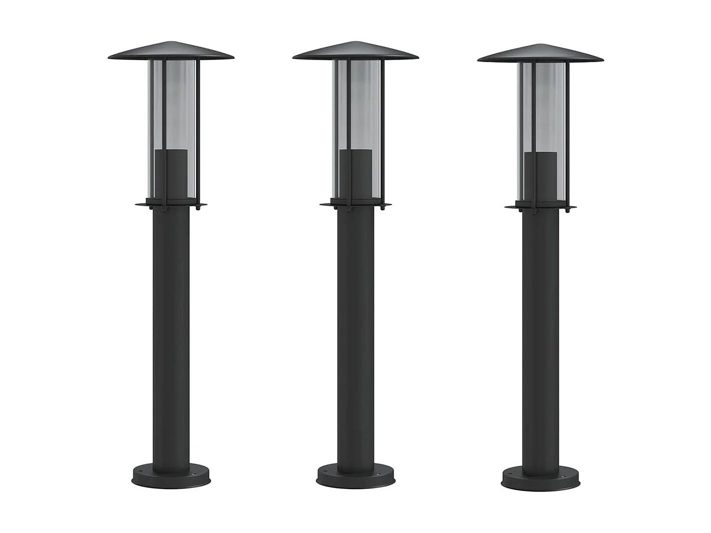 Lampadaires d'extérieur 3 pcs noir 60 cm acier inoxydable FR129033