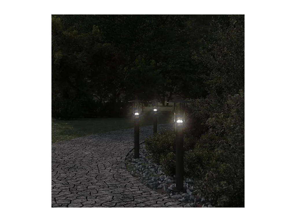 Lampadaires d'extérieur 3 pcs noir 60 cm acier inoxydable FR129033