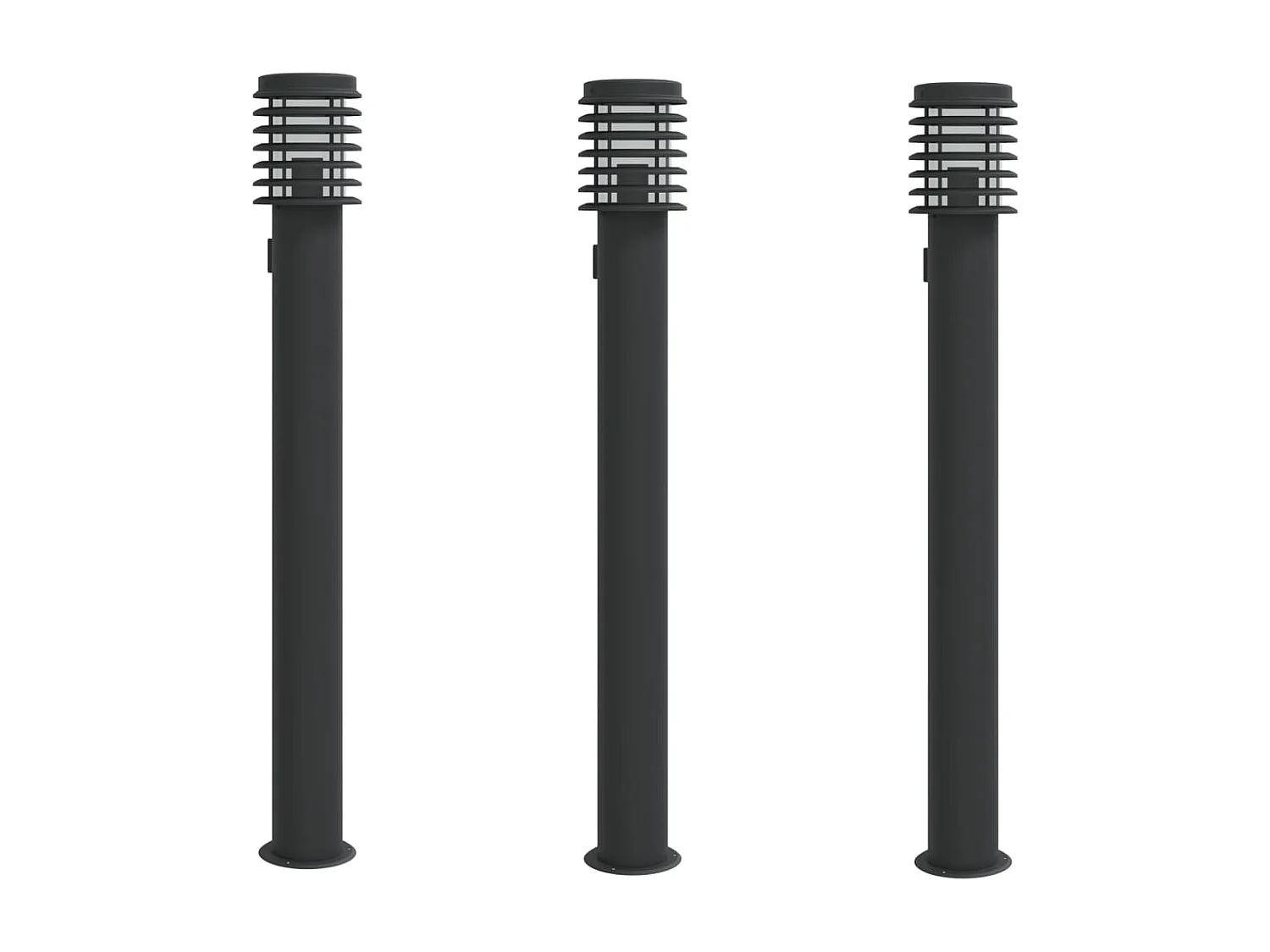 Candeeiro chão exterior c/ tomada 3 pcs 110 cm aço inox. preto PT884698