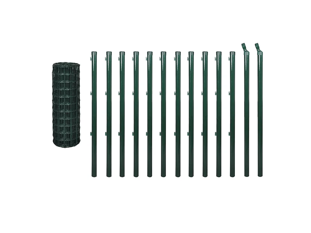 Ensemble de clôture Euro Acier 25 x 1,5 m Vert FR974398