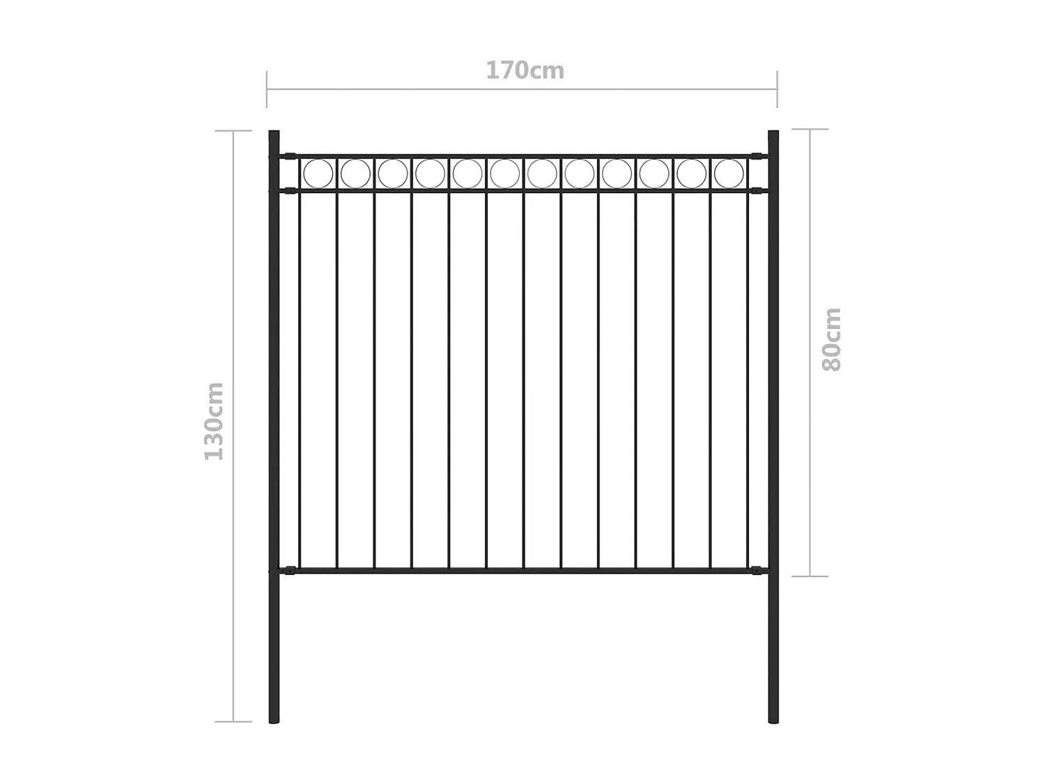 Valla de jardín de acero negro 1,7x0,8 m ES771470
