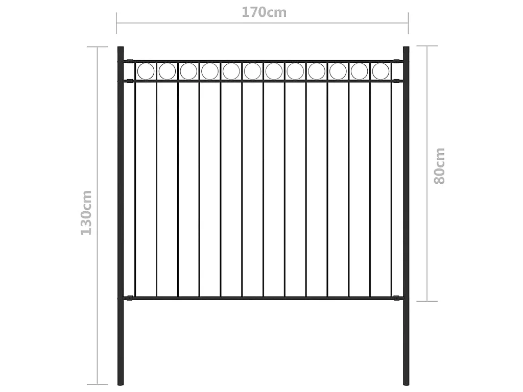 Clôture de jardin Acier 1,7x0,8 m Noir FR495354