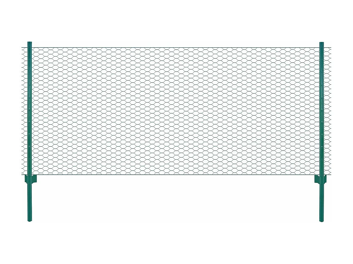Draadgaashek met palen 25x0,75 m staal groen BE978849
