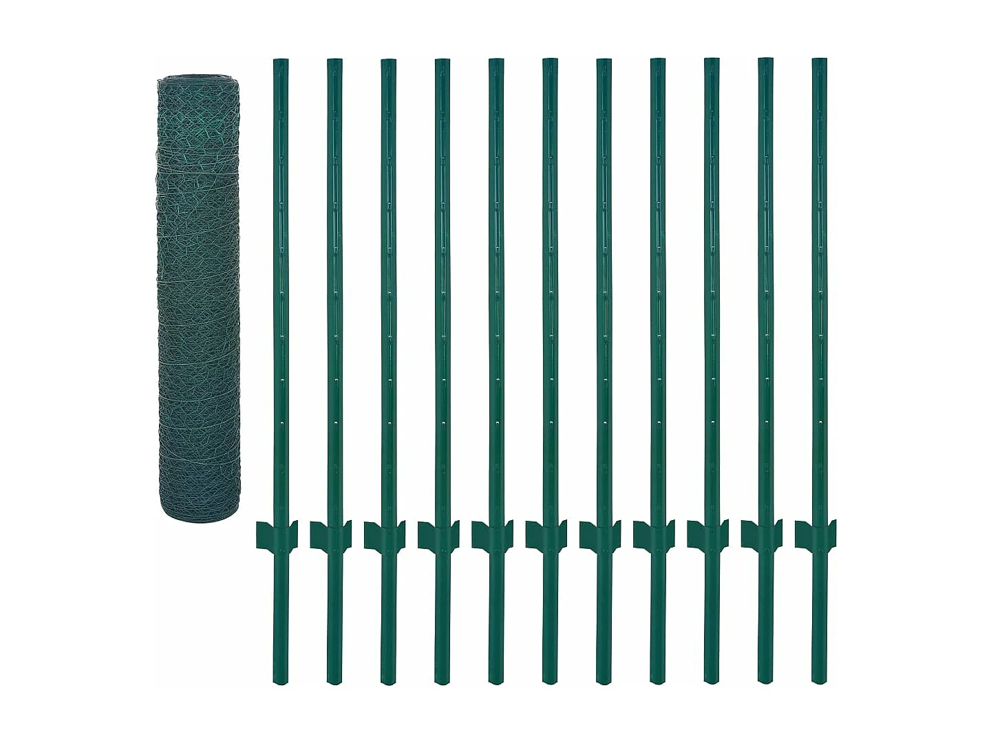 Draadgaashek met palen 25x0,75 m staal groen BE978849