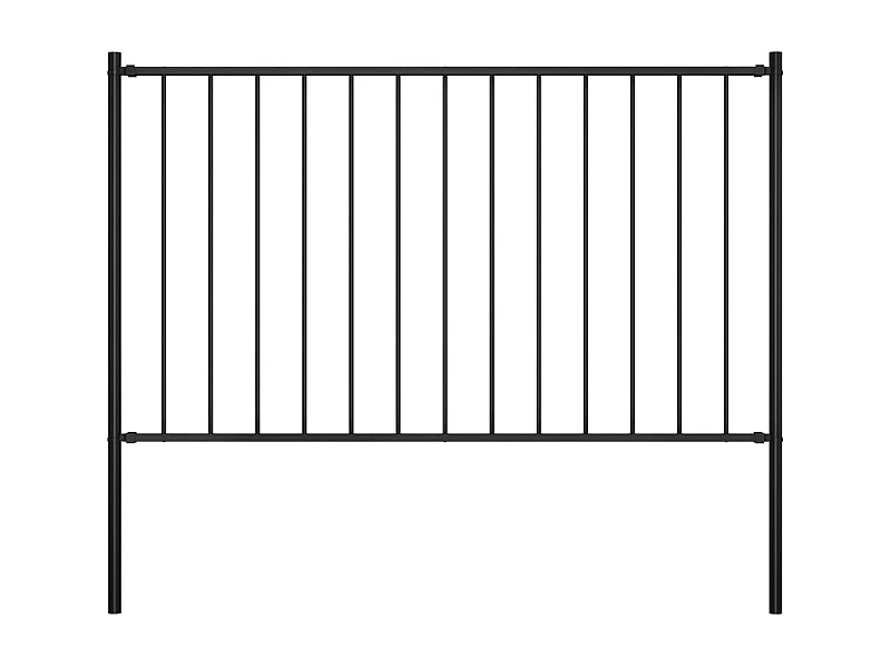 Panel de valla y postes acero recubrimiento polvo negro 1,7x1 m ES241055