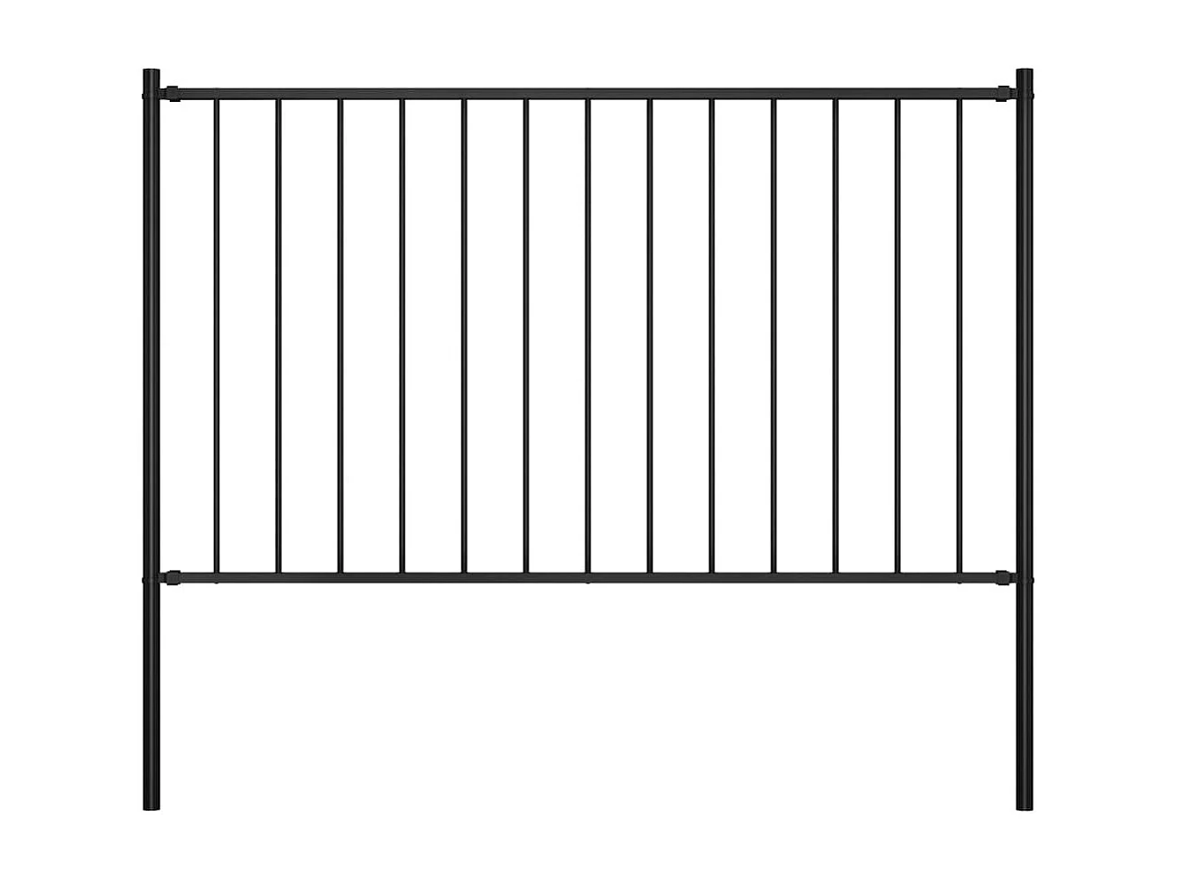 Panneau clôture et poteaux Acier enduit de poudre 1,7x1 m Noir FR358064