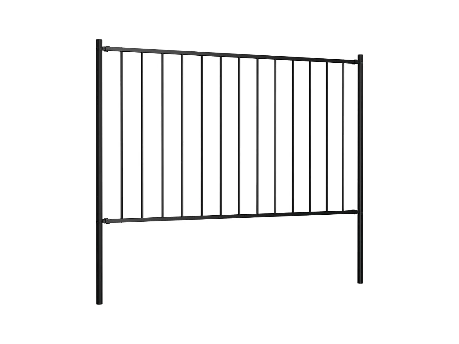 Hekpaneel met palen 1,7x1,25 m gepoedercoat staal zwart BE873876