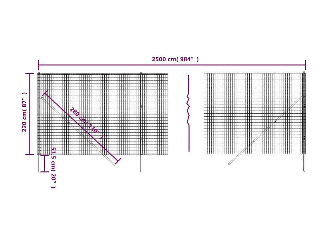 Clôture en treillis métallique vert 2,2x25 m acier galvanisé FR249226