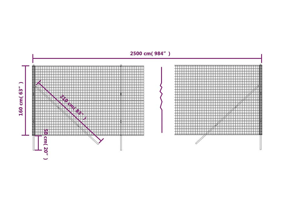 Cerca de malha de arame 1,6x25 m aço galvanizado verde PT443037