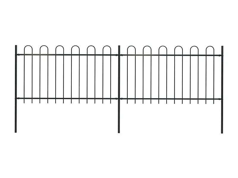 Valla de jardín con puntas de aro acero negro 3,4x1 m ES800711