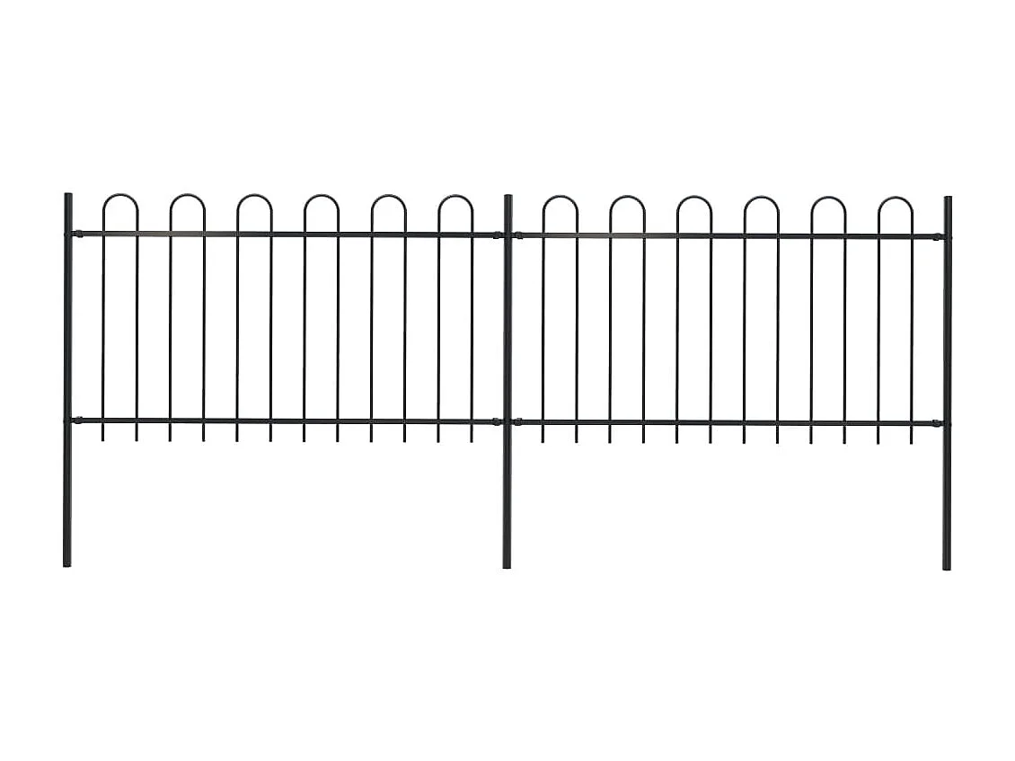 Clôture de jardin avec dessus en cerceau Acier 3,4 x 1 m Noir FR121318