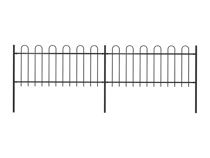 Clôture de jardin avec dessus en cerceau Acier 3,4 x 0,8 m Noir FR923078