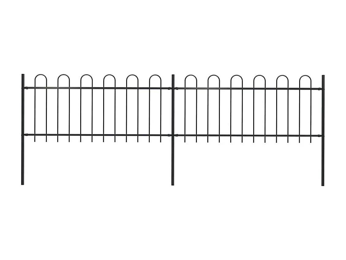 Clôture de jardin avec dessus en cerceau Acier 3,4 x 0,8 m Noir FR923078