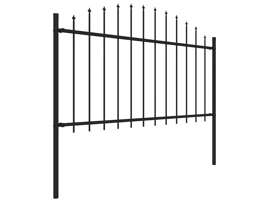 Clôture de jardin avec dessus en lance Acier 1,7 m Noir FR209176