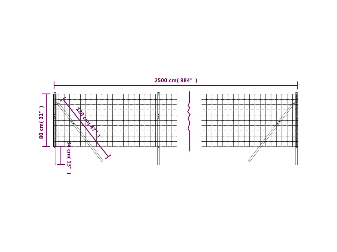 Draadgaashek 0,8x25 m gegalvaniseerd staal antracietkleur BE475671