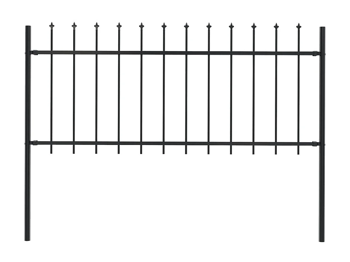 Clôture de jardin avec dessus en lance Acier 1,7 x 0,8 m Noir FR308818