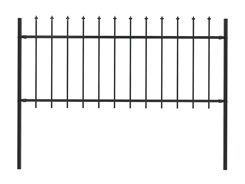 Tuinhek met speren bovenkant 1,7x0,8 m staal zwart BE628332