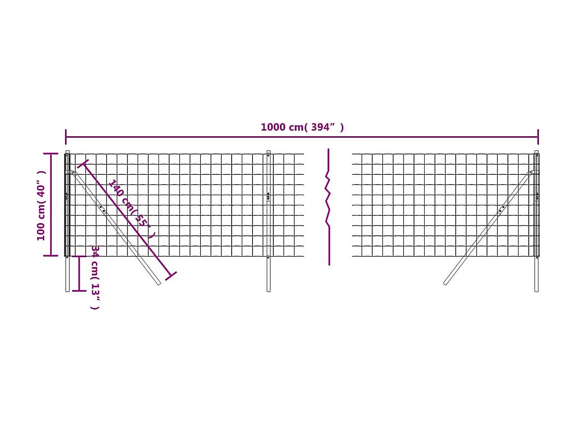 Draadgaashek 1x10 m gegalvaniseerd staal antracietkleurig BE148489