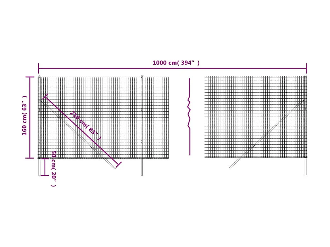 Clôture en treillis métallique anthracite 1,6x10 m FR676922