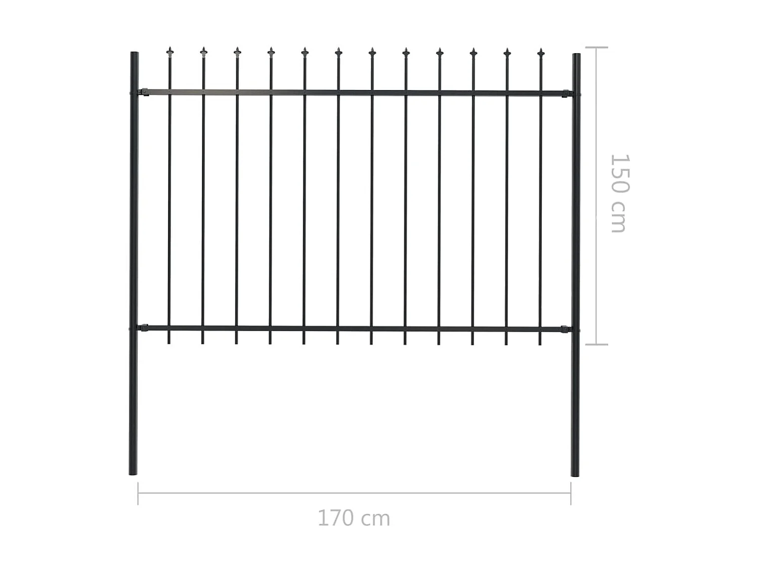 Clôture de jardin avec dessus en lance Acier 1,7 x 1,5 m Noir FR166908