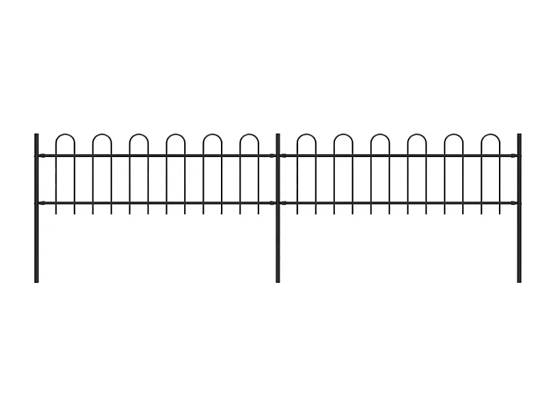 Clôture de jardin avec dessus en cerceau Acier 3,4 x 0,6 m Noir FR620961