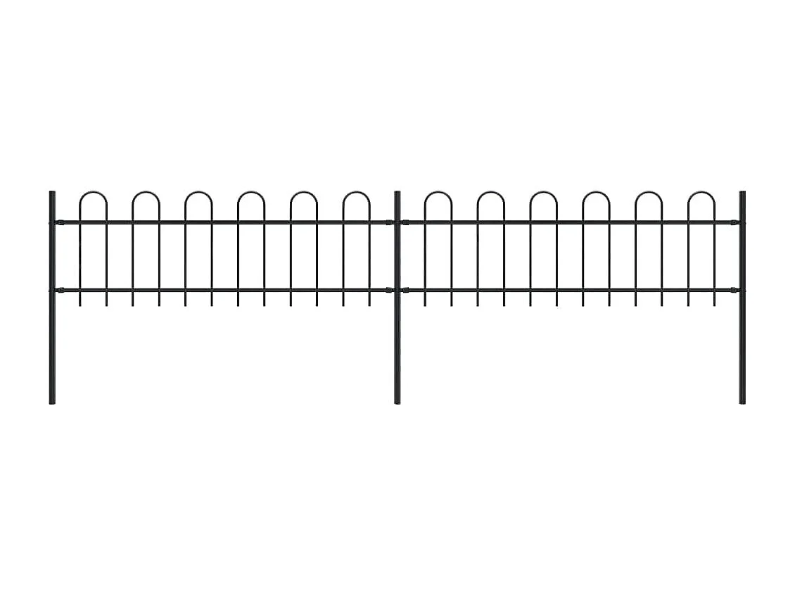 Valla de jardín con puntas de aro acero negro 3,4x0,6 m ES118341