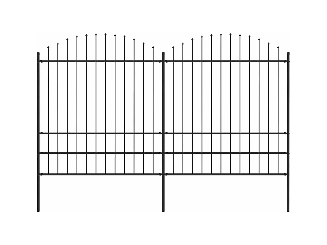 Clôture de jardin à dessus en lance Acier (1,75-2)x3,4 m Noir FR476150