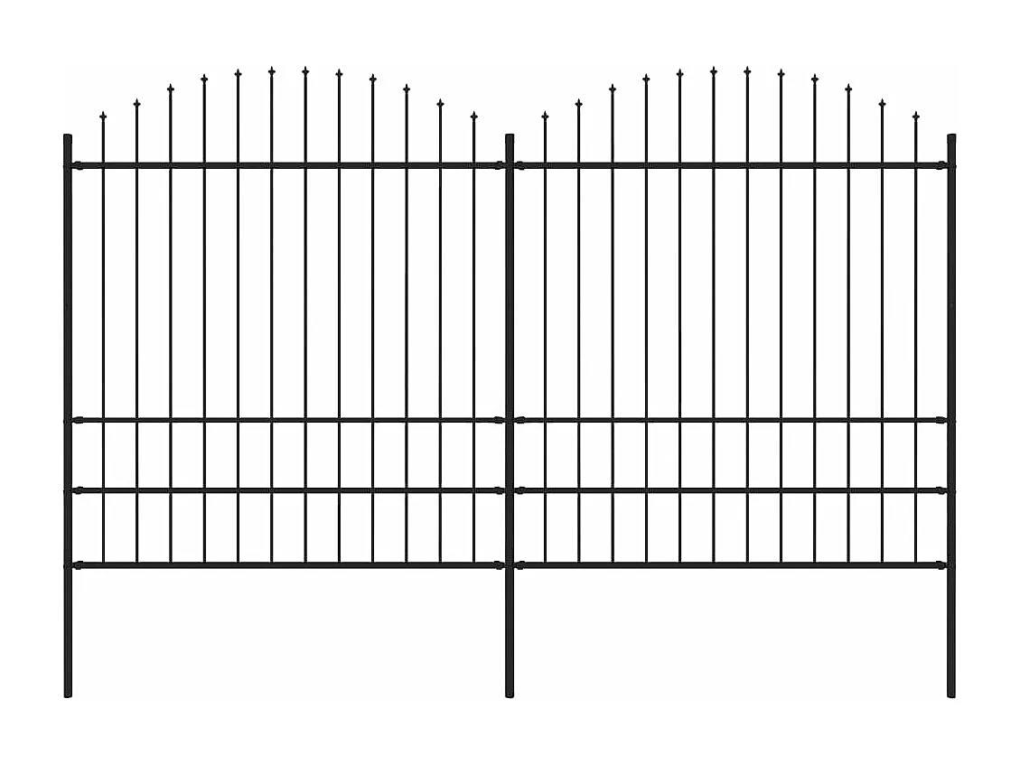 Clôture de jardin à dessus en lance Acier (1,75-2)x3,4 m Noir FR476150