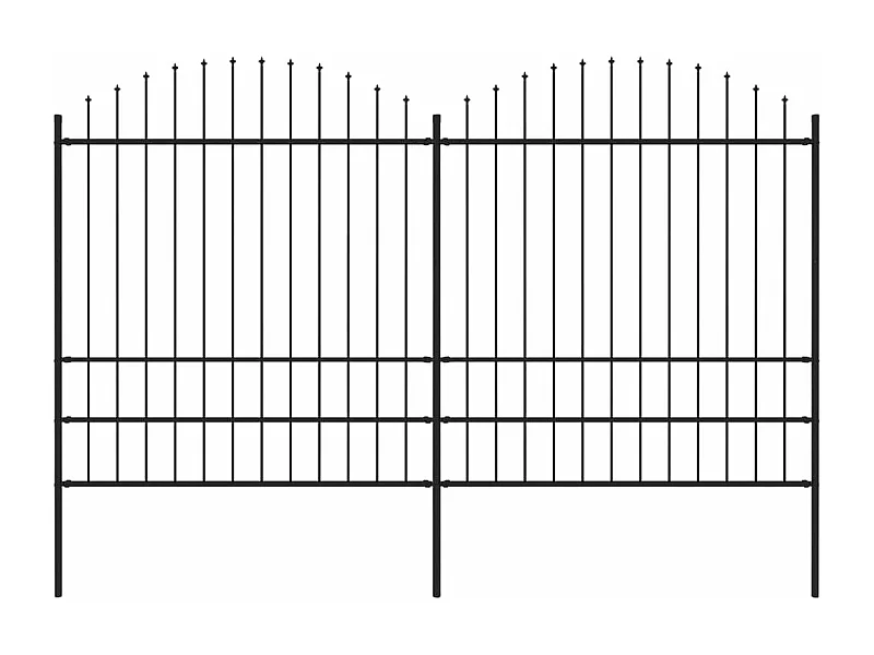 Cerca de jardim com topo em lanças (1,75-2)x3,4 m aço preto PT361173