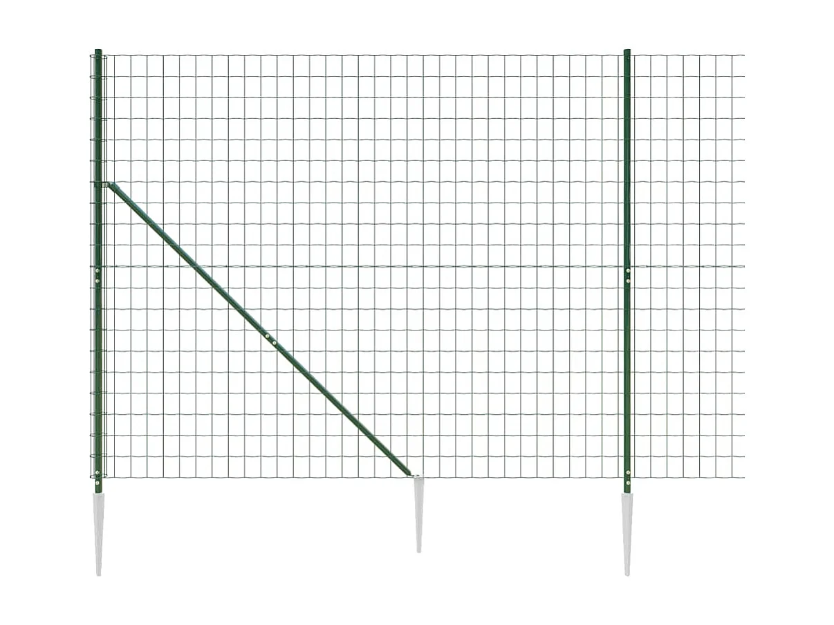 Clôture en treillis métallique et piquet d'ancrage vert 2,2x10m FR899666