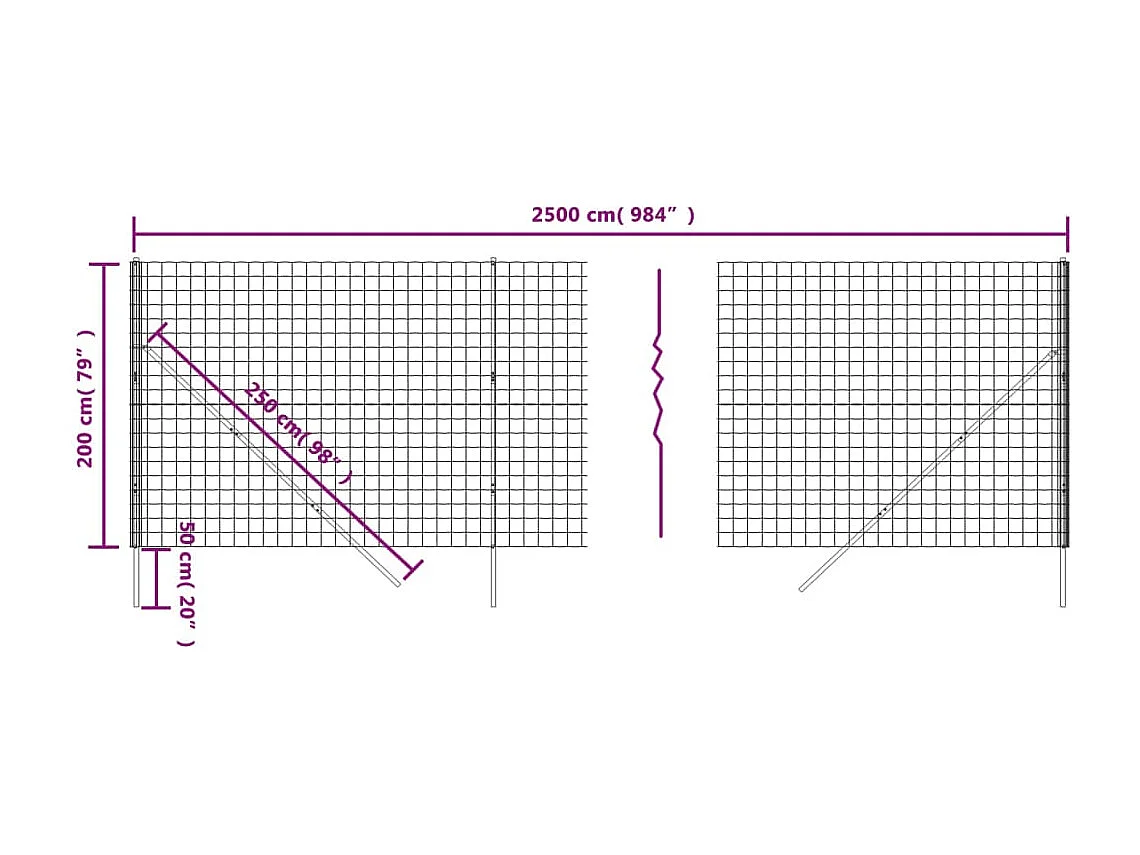 Cerca de alambre de acero galvanizado verde 2x25 m ES191333