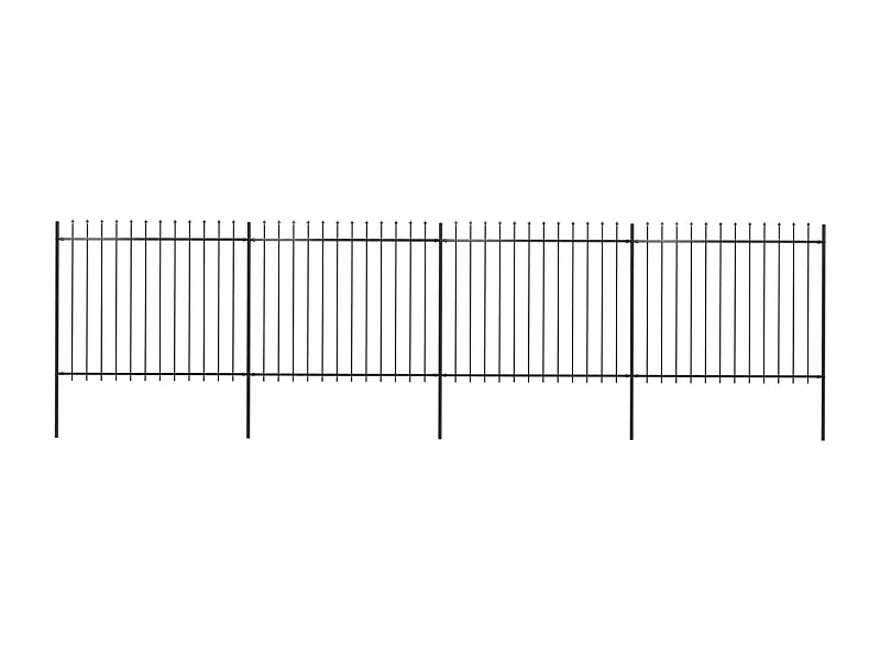 Cerca de jardim com topo em lanças 6,8x1,5 m aço preto PT423691