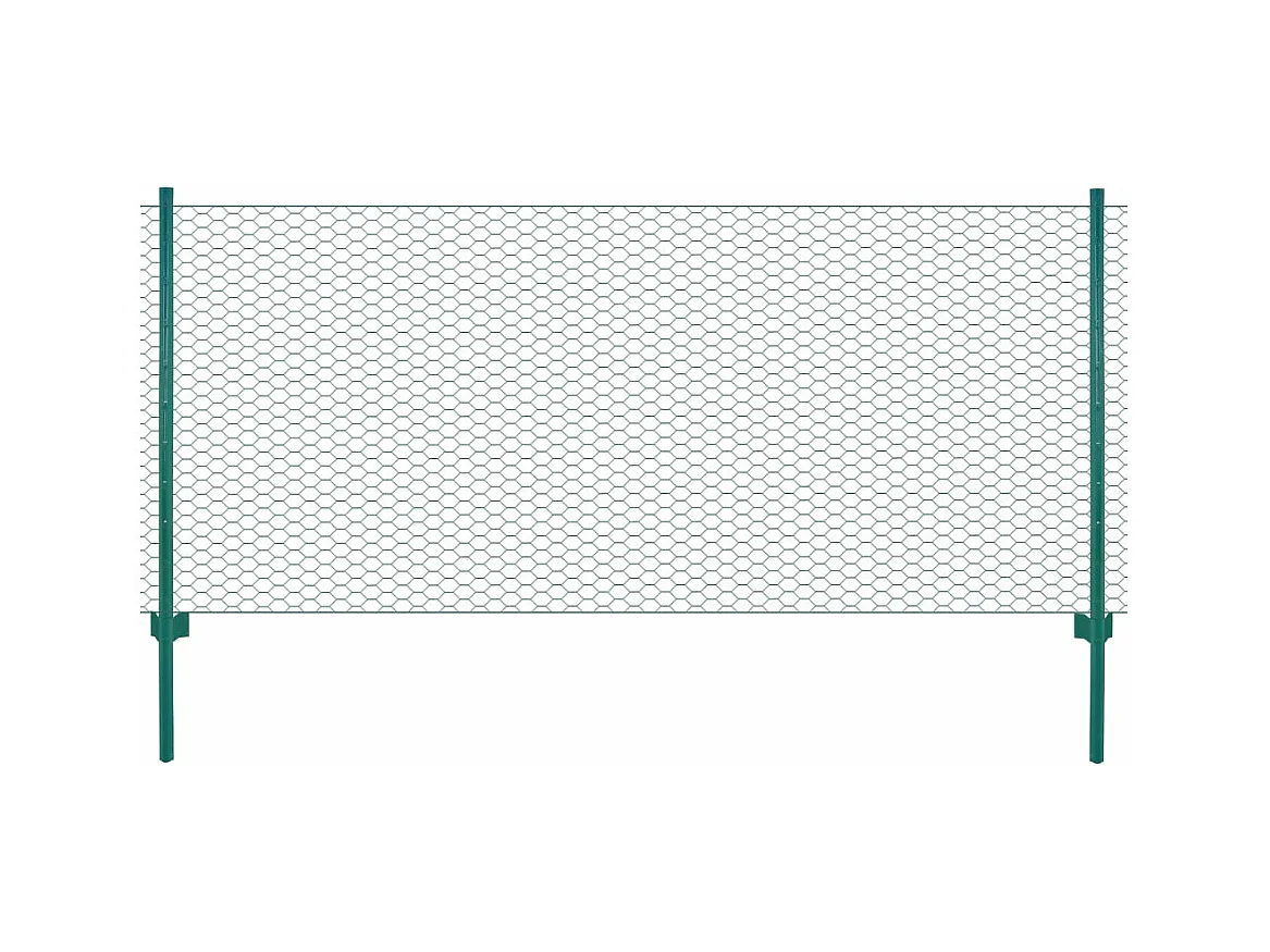 Clôture en grillage métallique avec poteaux Acier 25x0,5 m Vert FR822741