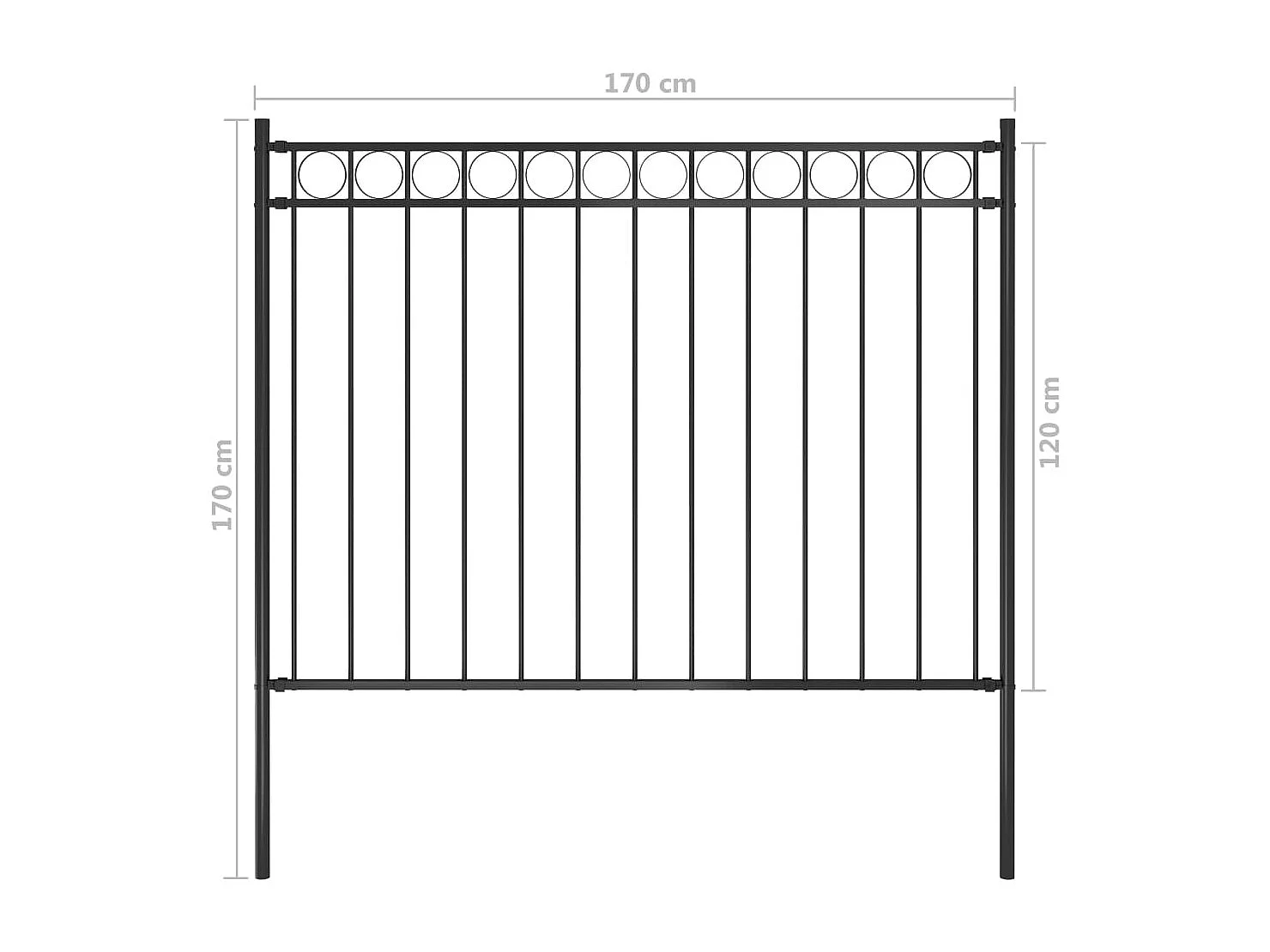 Tuinhek 1,7x1,2 m staal zwart BE638029
