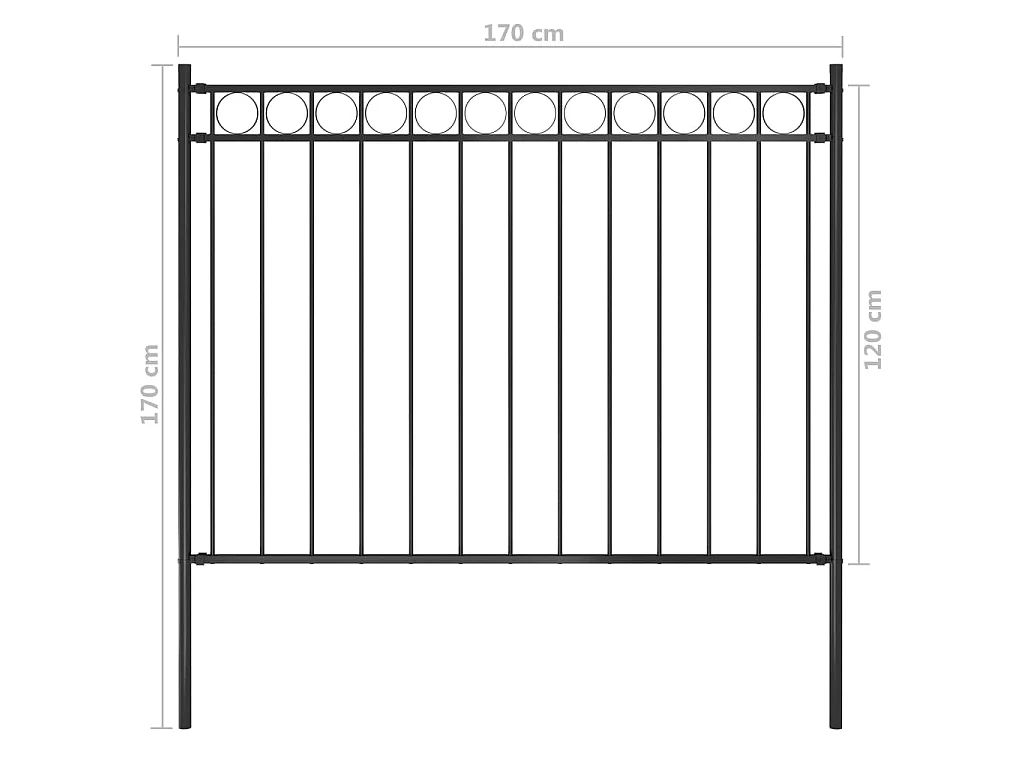 Clôture de jardin Acier 1,7x1,2 m Noir FR372340