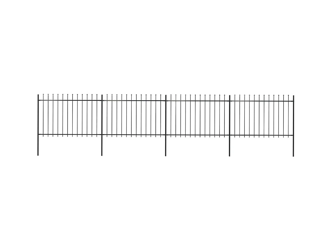 Clôture de jardin avec dessus en lance Acier 6,8 x 1,2 m Noir FR257740