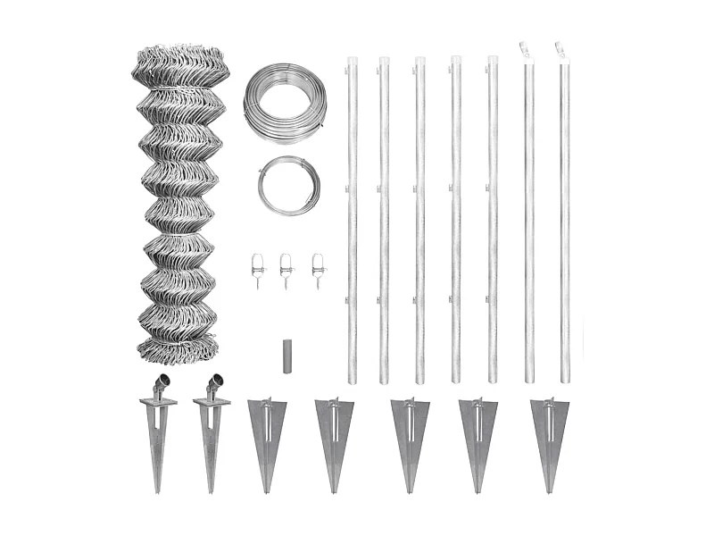Clôture à mailles losangées et poteaux acier galvanisé 15x0,8 m FR777676