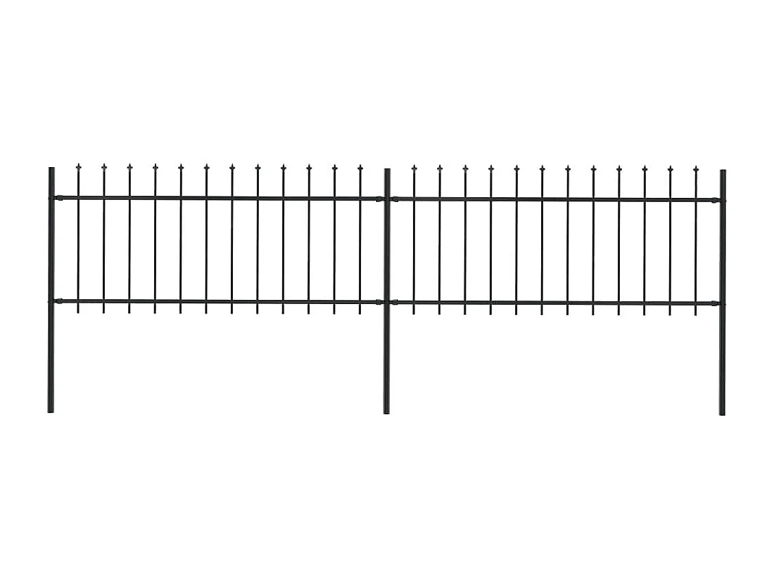 Clôture de jardin avec dessus en lance Acier 3,4x0,8 m Noir FR473408