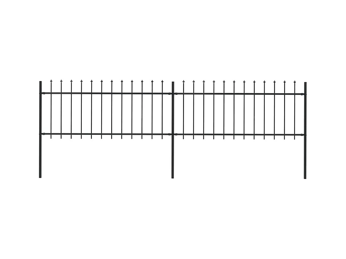 Clôture de jardin avec dessus en lance Acier 3,4x0,8 m Noir FR473408