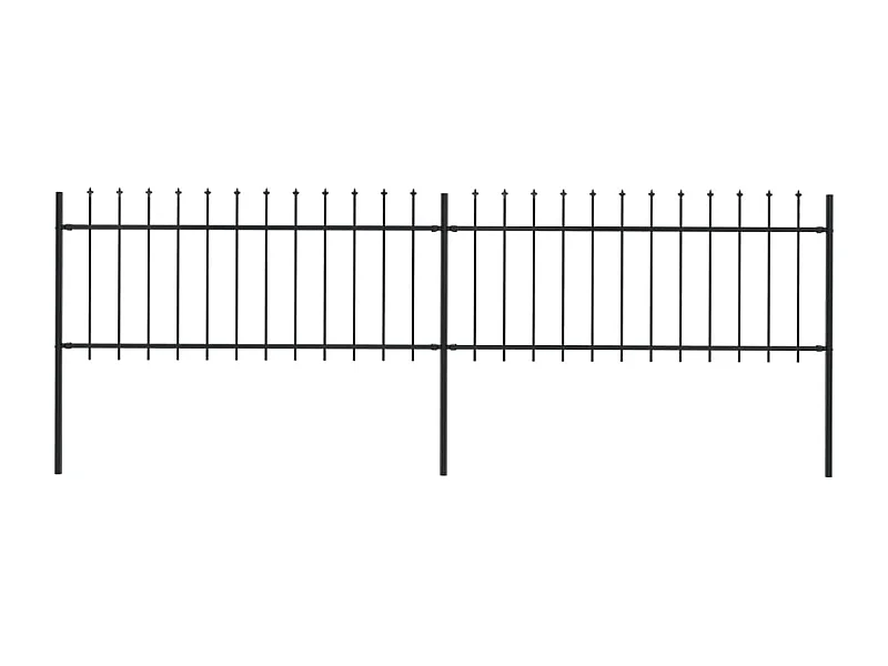 Clôture de jardin avec dessus en lance Acier 3,4x0,8 m Noir FR473408