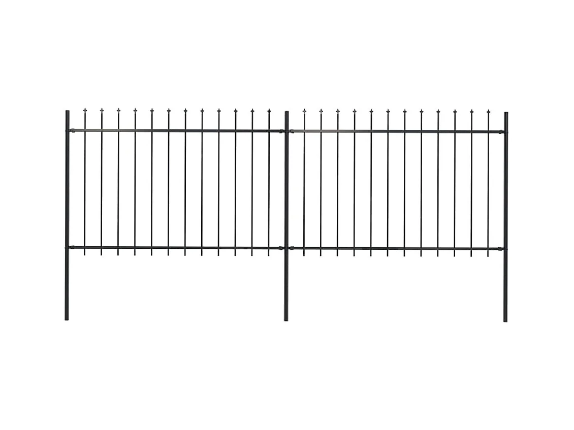 Clôture de jardin avec dessus en lance Acier 3,4x1,2 m Noir FR665714