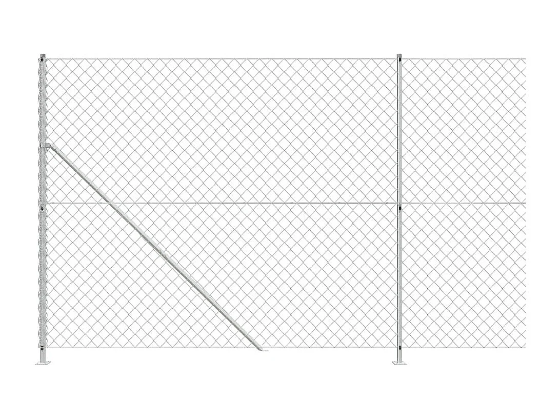 Clôture en mailles de chaîne avec bride argenté 2,2x10 m FR318602