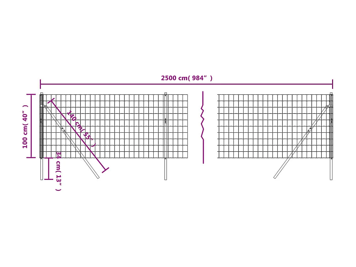 Clôture en treillis métallique anthracite 1x25m acier galvanisé FR445631